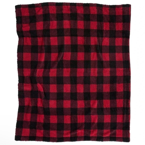 Northeast Outfitters Cozy Cabin Red Buffalo Check Sherpa Blanket 50" x 60" NEW - Picture 3 of 6